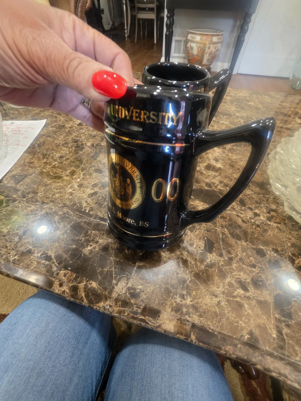 Source Unknown Black and Gold Towson University Ceramic Mugs